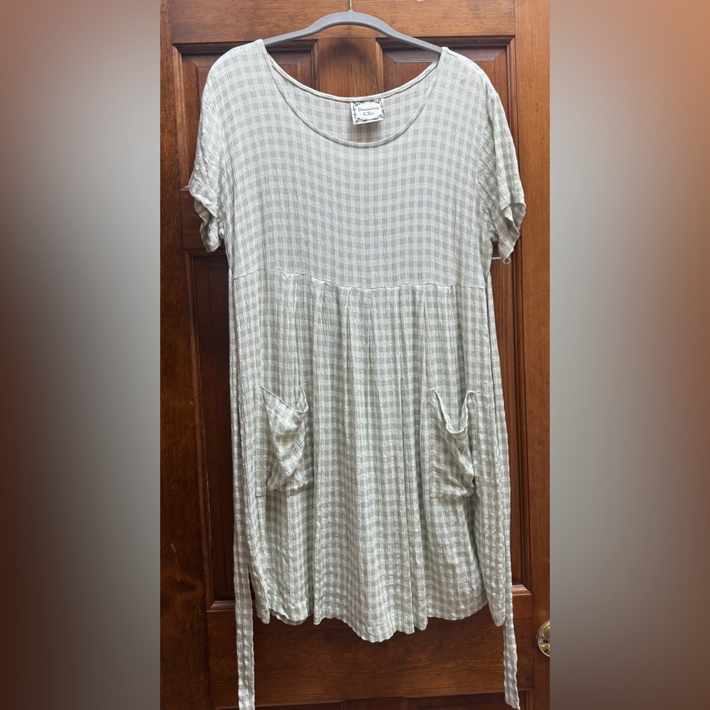 Casual Summer Green Checkered Dress